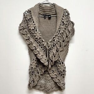 Crocheted Shawl Vest/Hang Low/by Lisa International/Size M